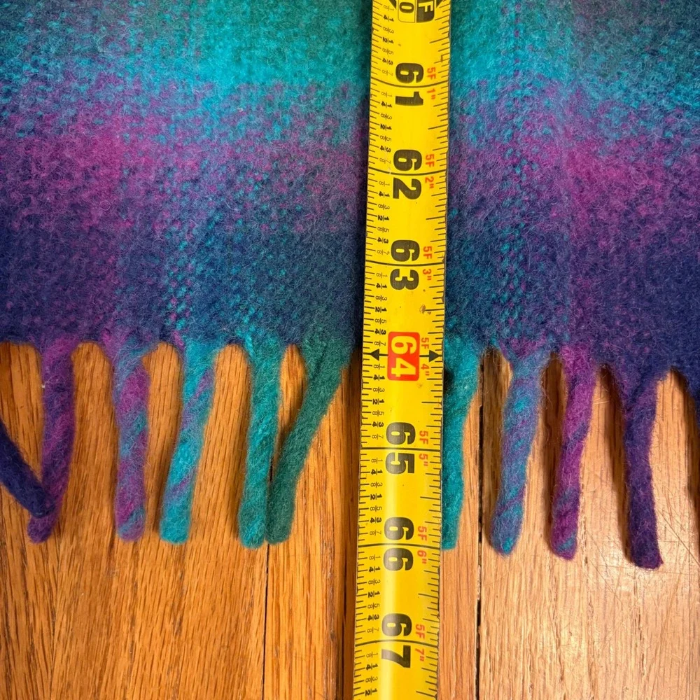 Hallim Handweavers, Wool Blanket, Purple Teal Plaid, 53x64, handmade